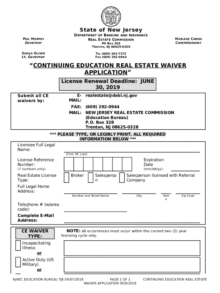 NJDOBINJ Real Estate Commission Licensing and Education Doc Template