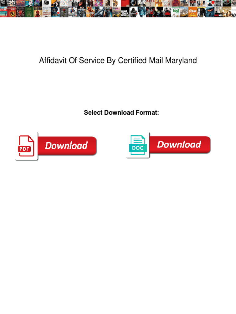 Fillable Online Affidavit Of Service By Certified Mail Maryland
