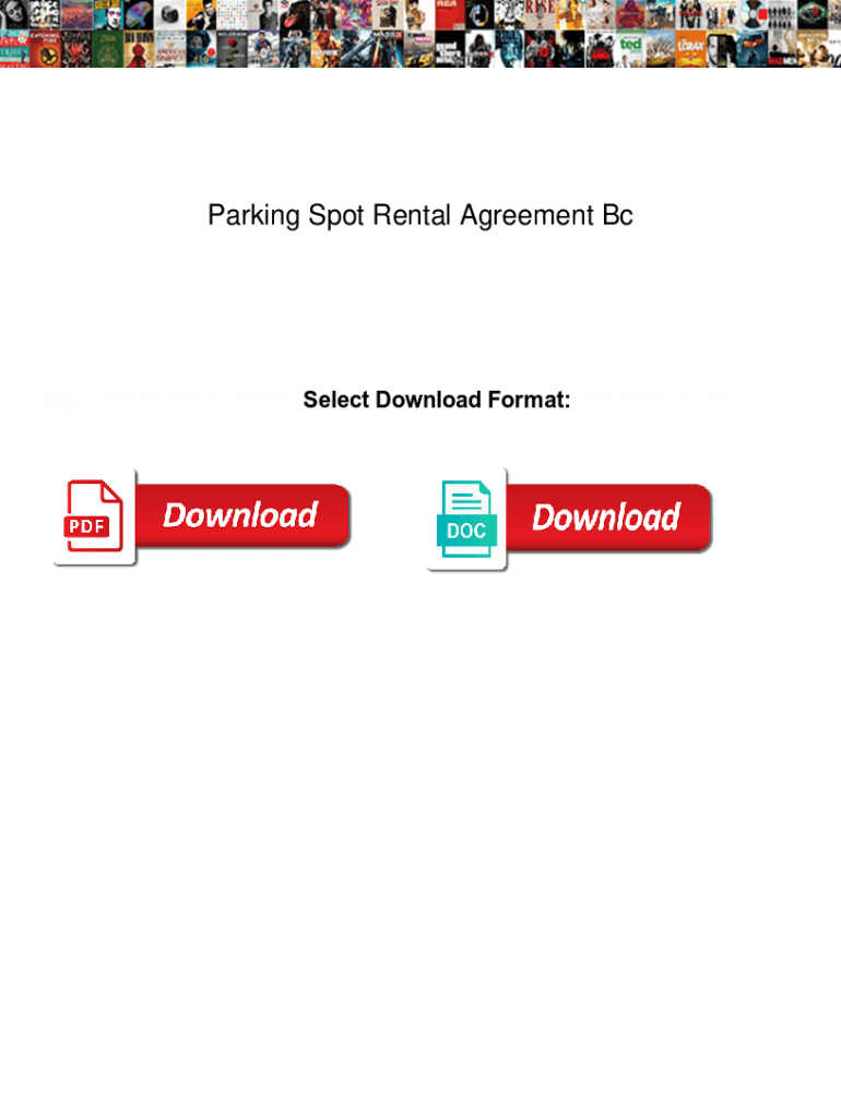 Fillable Online Parking Spot Rental Agreement Bc. Parking Spot Rental