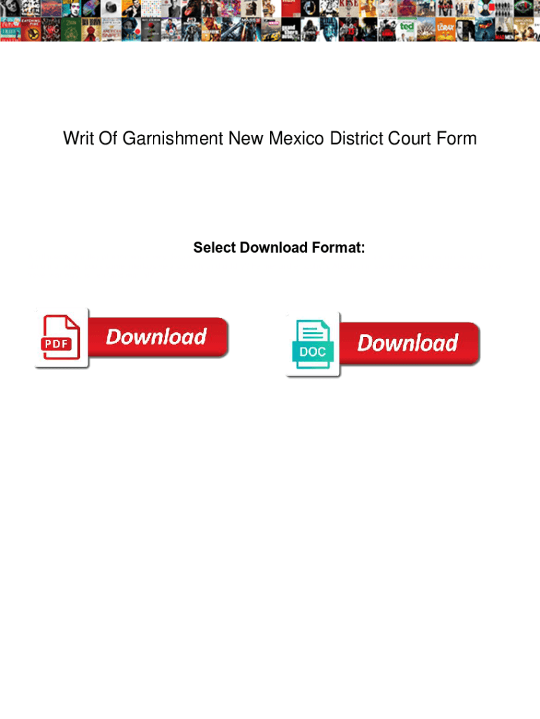Fillable Online Writ Of Garnishment New Mexico District Court Form