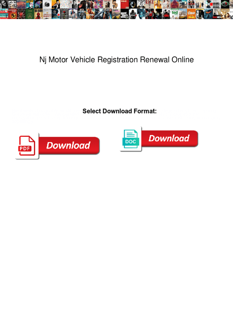 Fillable Online Nj Motor Vehicle Registration Renewal Online. Nj Motor