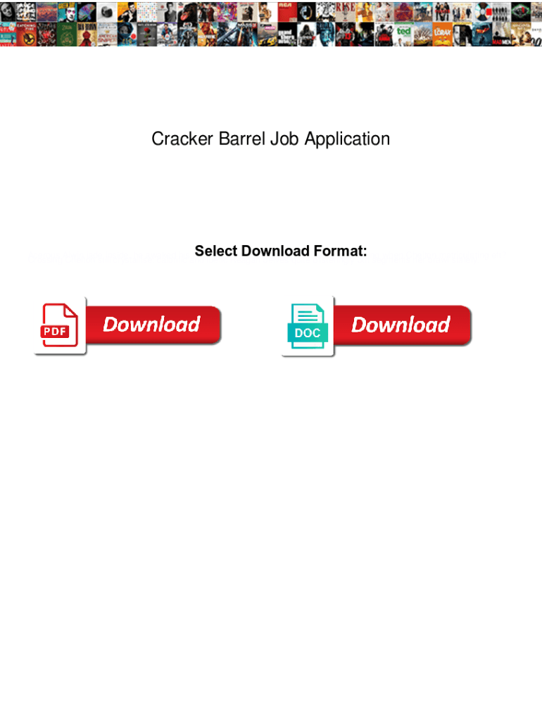 Fillable Online Cracker Barrel Job Application. Cracker Barrel Job