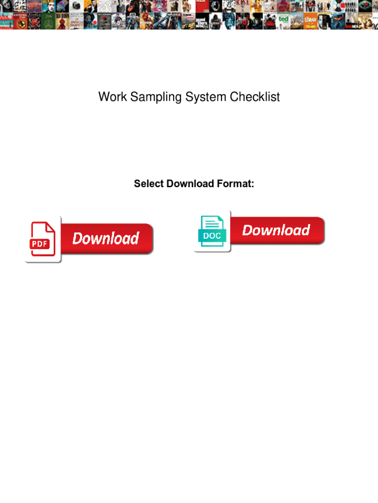 Fillable Online Work Sampling System Checklist. Work Sampling System