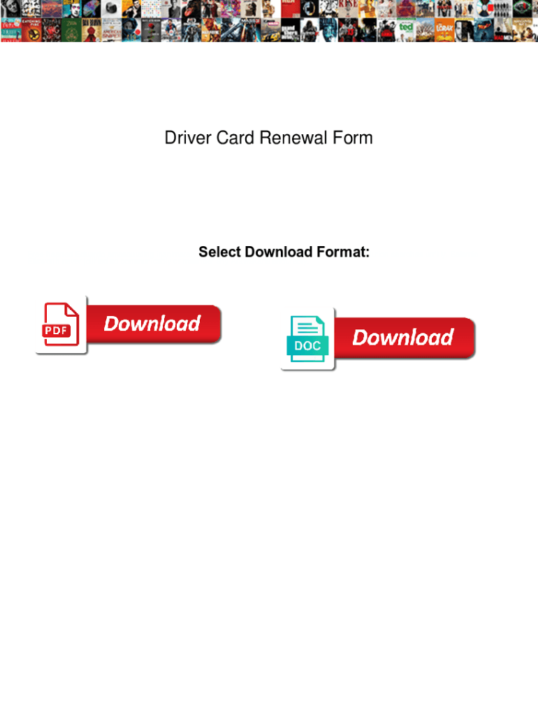 Fillable Online Driver Card Renewal Form. Driver Card Renewal Form matrix Fax Email Print