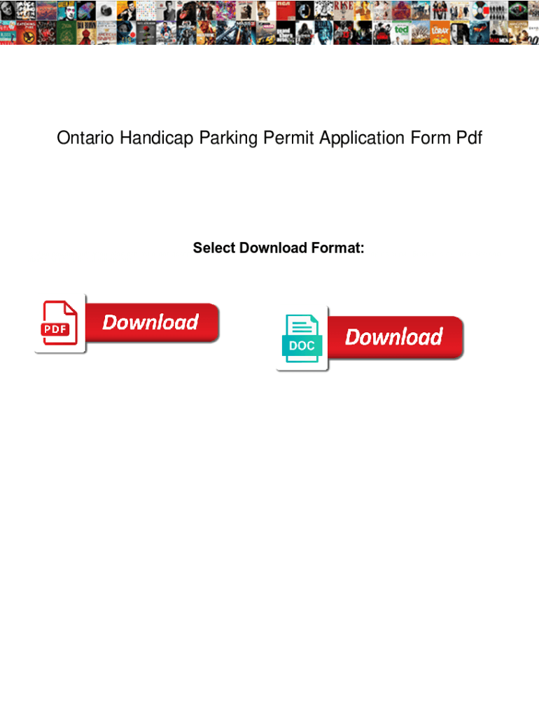 Fillable Online Ontario Handicap Parking Permit Application Form Pdf