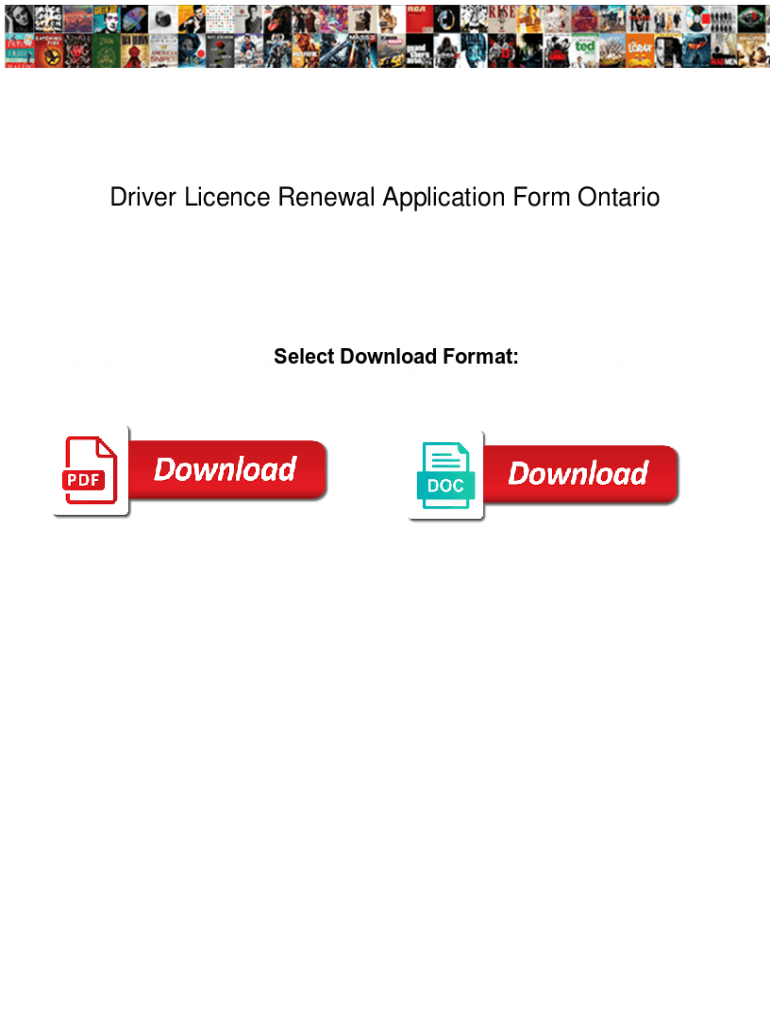 Fillable Online Driver Licence Renewal Application Form Ontario