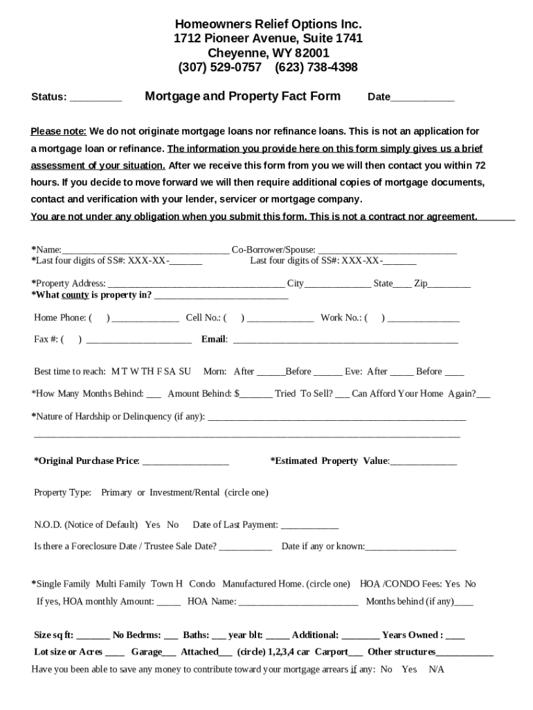 Profile & Property Info. Property Fact Sheet Doc Template pdfFiller