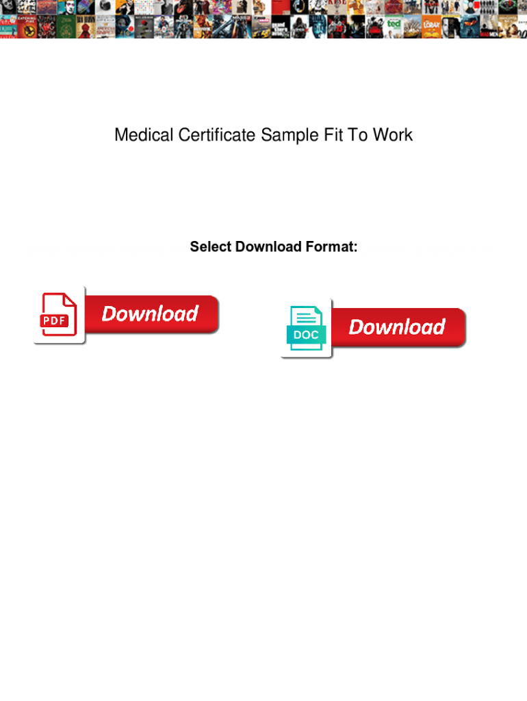 Fillable Online Medical Certificate Sample Fit To Work. Medical