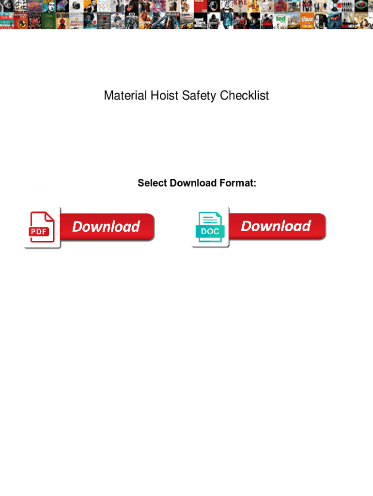Fillable Online Material Hoist Safety Checklist. Material Hoist Safety