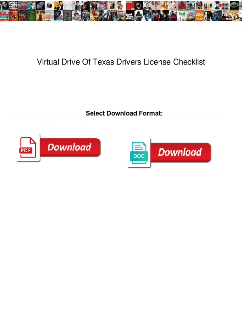Fillable Online Virtual Drive Of Texas Drivers License Checklist. Virtual Drive Of Texas Drivers