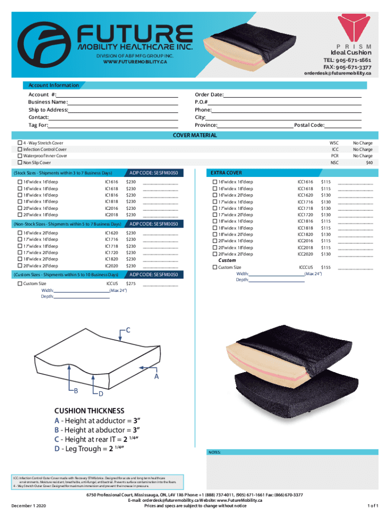 Fillable Online Ideal Cushion order form Rev1 Fax Email Print pdfFiller
