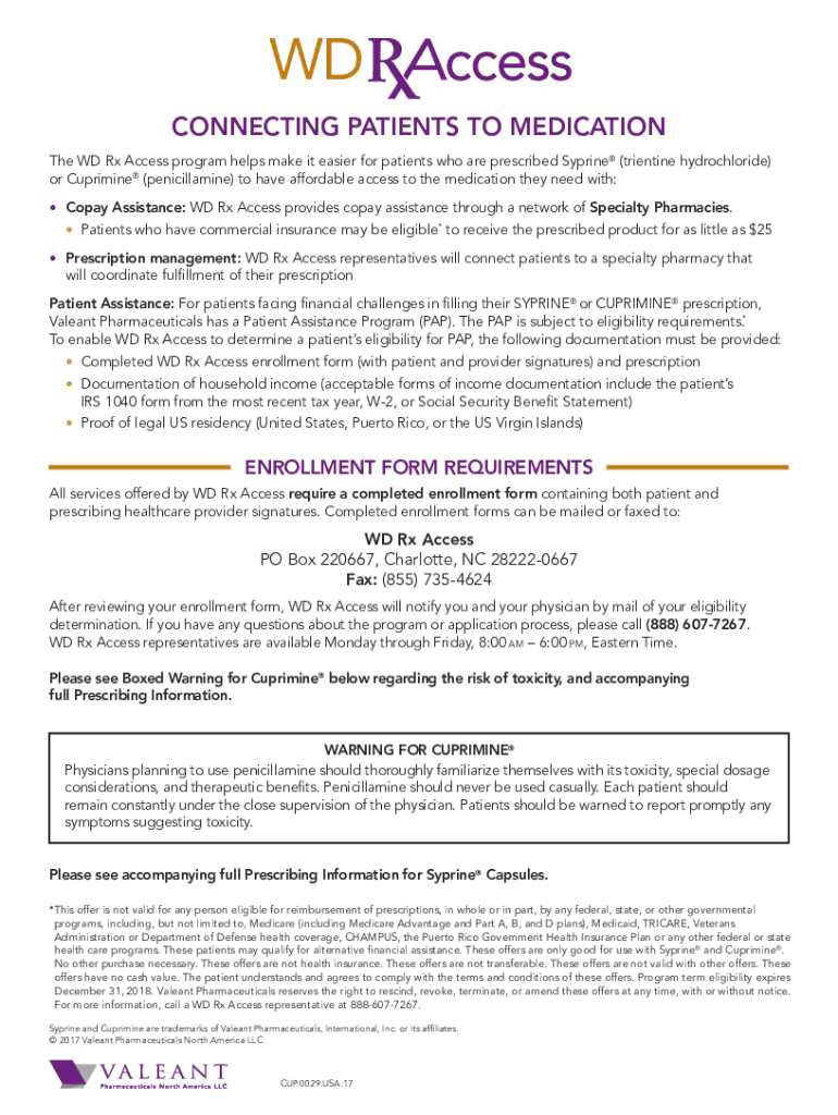 Fillable Online Wilson's Disease HUB. Specialty Enrollment Form Fax