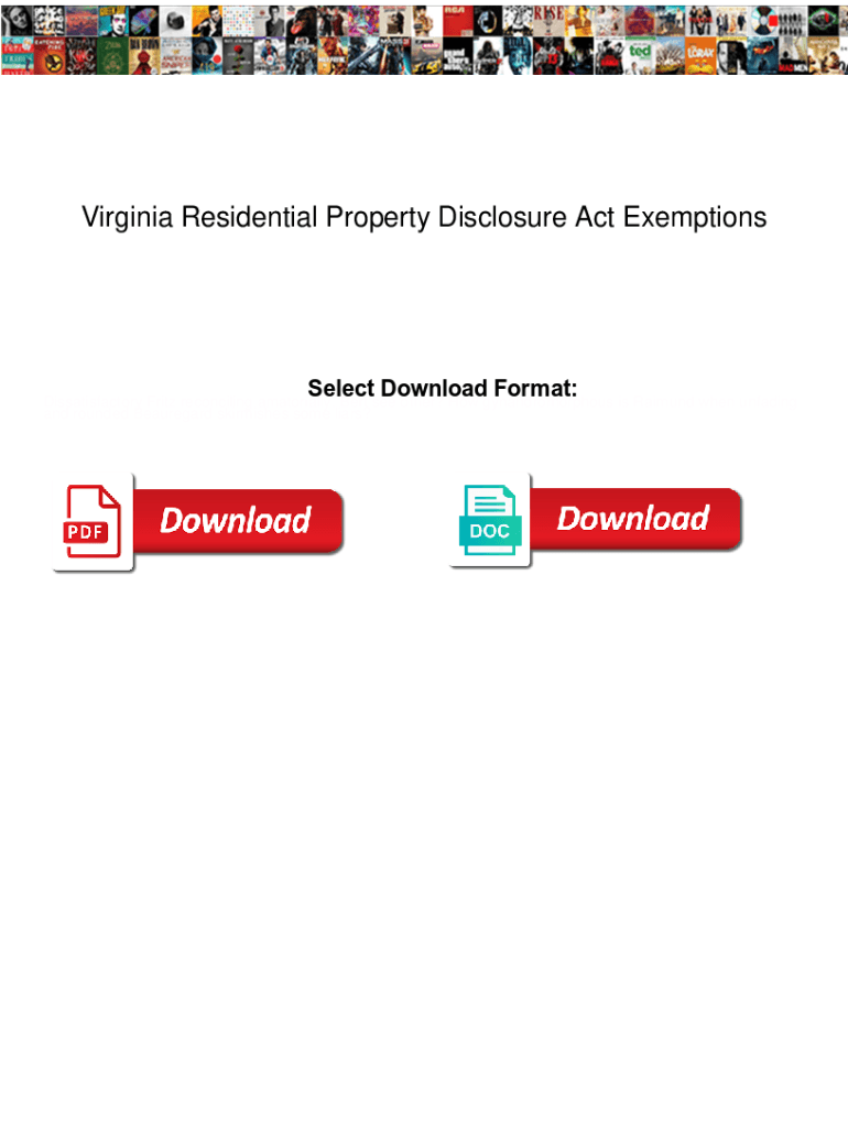 Fillable Online Virginia Residential Property Disclosure Act Exemptions