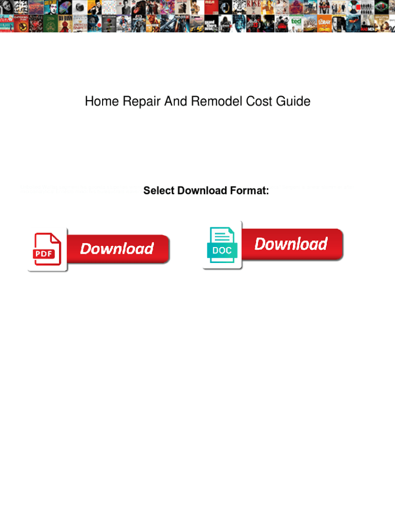 Fillable Online Home Repair And Remodel Cost Guide. Home Repair And