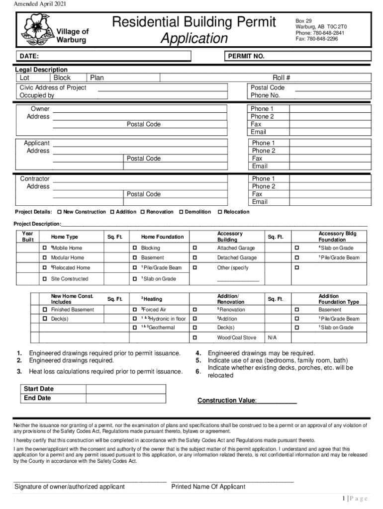 Fillable Online Warburg, AB T0C 2T0 Fax Email Print pdfFiller