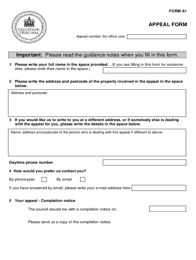 Fillable Online Home Valuation Tribunal Service, Appeals, Forms