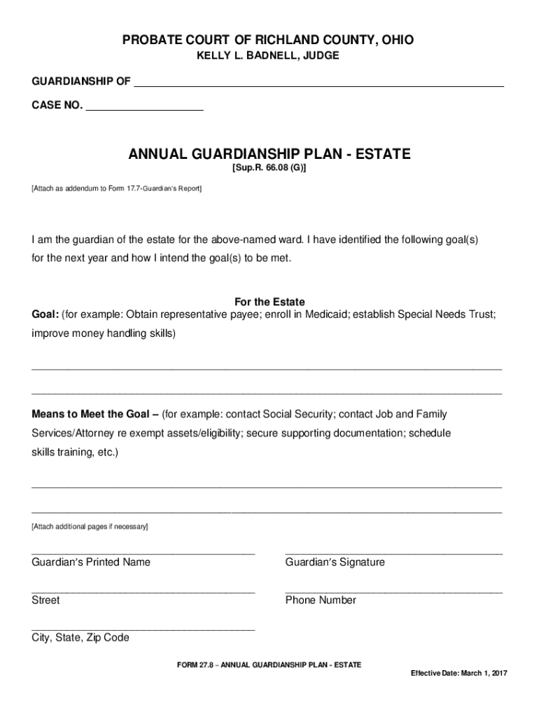 Fillable Online PROBATE COURT OF RICHLAND COUNTY, OHIO KELLY L. BADNELL