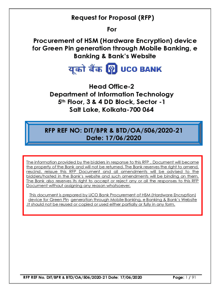Fillable Online Request for Proposal (RFP) For Procurement of Hardware