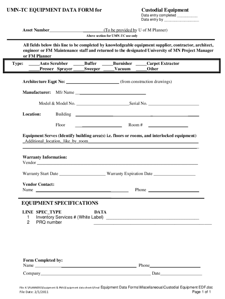 Fillable Online UMNTC EQUIPMENT DATA FORM for VARIABLE AIR VOLUME BOX