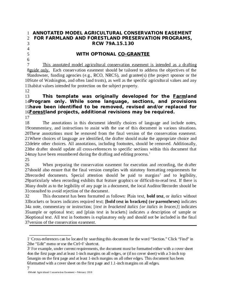 Purchase Conservation Easement Purchase Agreement Doc Template