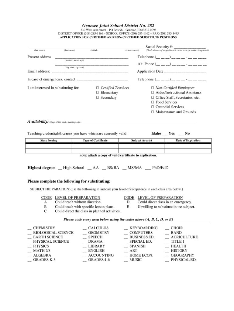 Fillable Online Genesee Joint School District No Fax Email