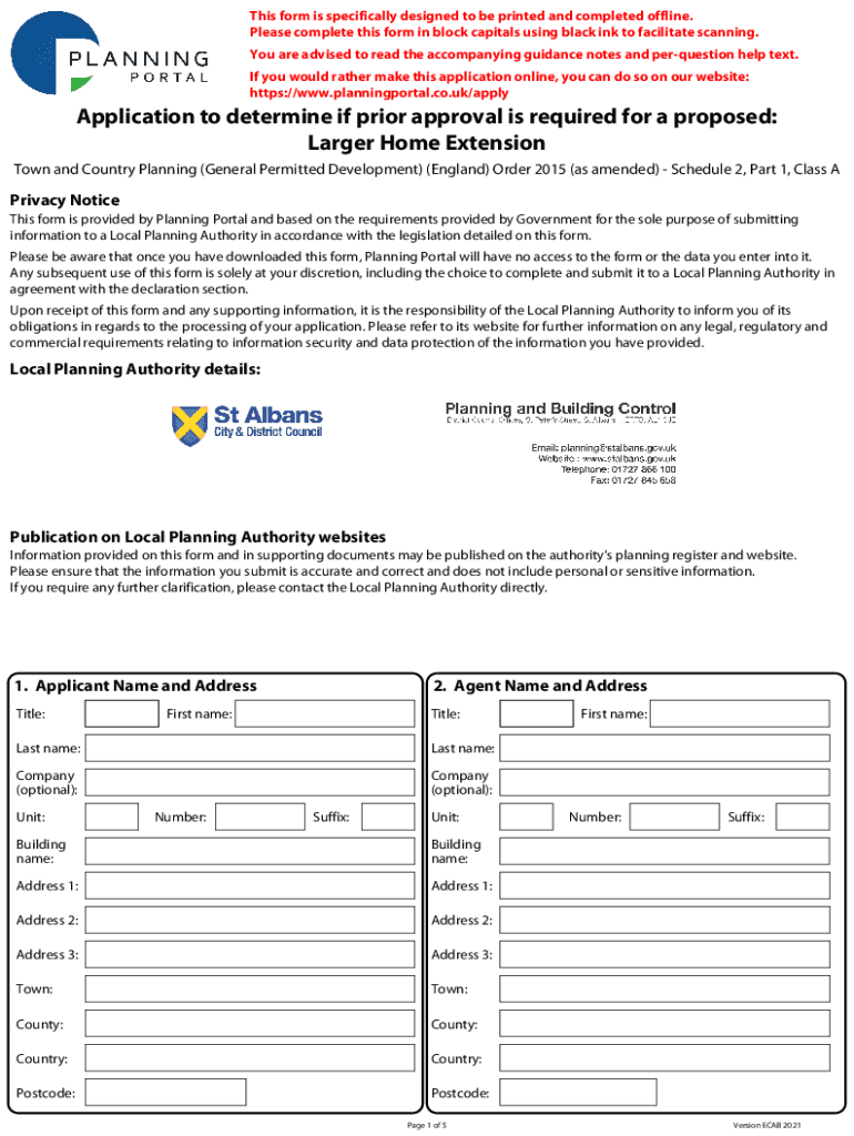 Fillable Online Householder Application for Planning Permission for