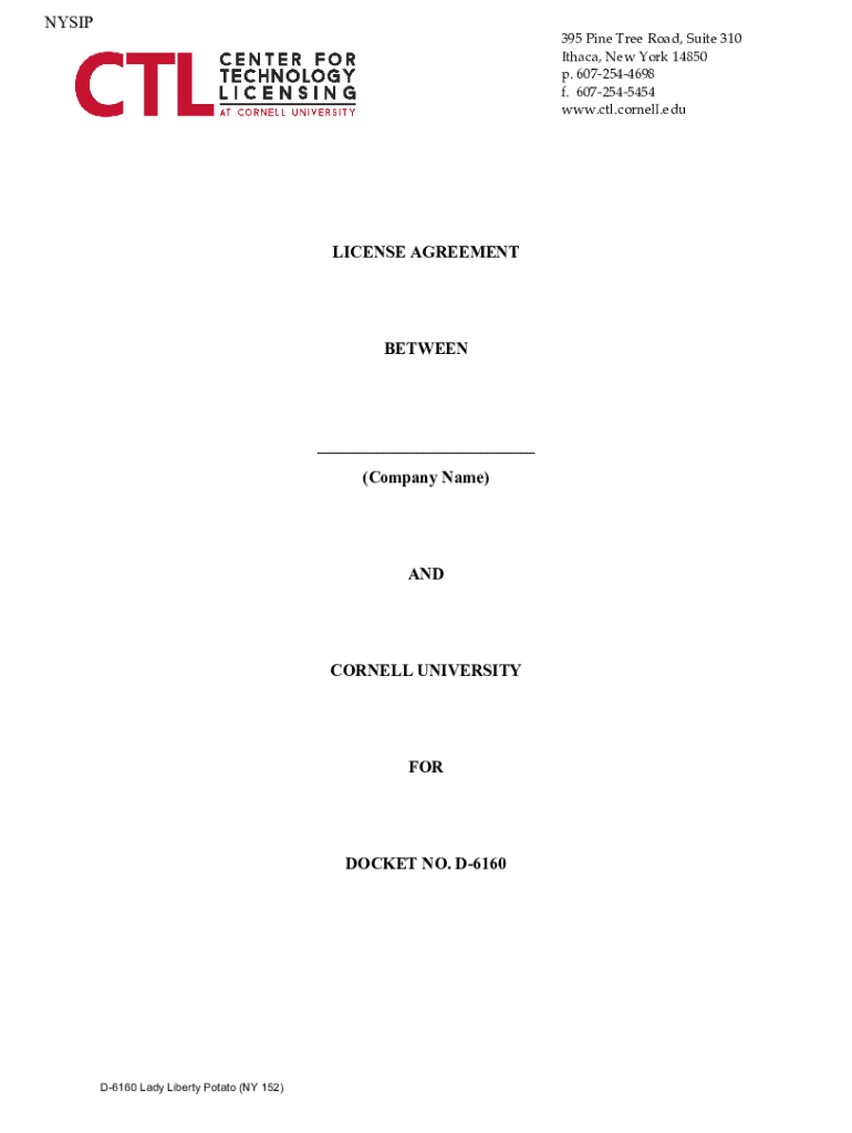 Fillable Online ctl cornell Fillable Online ctl cornell LICENSE AGREEMENT BETWEEN Fax Email