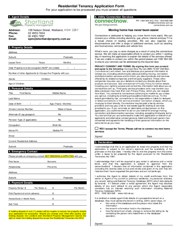 Fillable Online Tenancy Application Form.pdf Residential Application