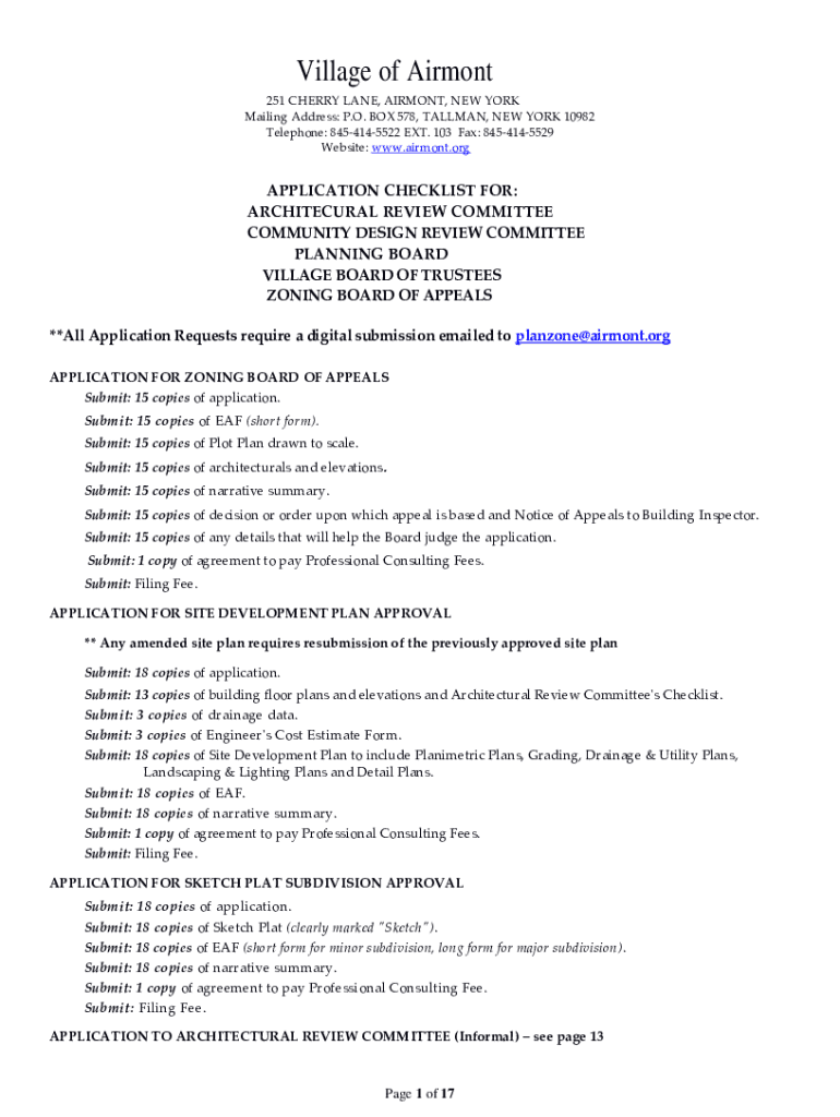 Fillable Online Airmont Village Building Department, 251 Cherry Ln