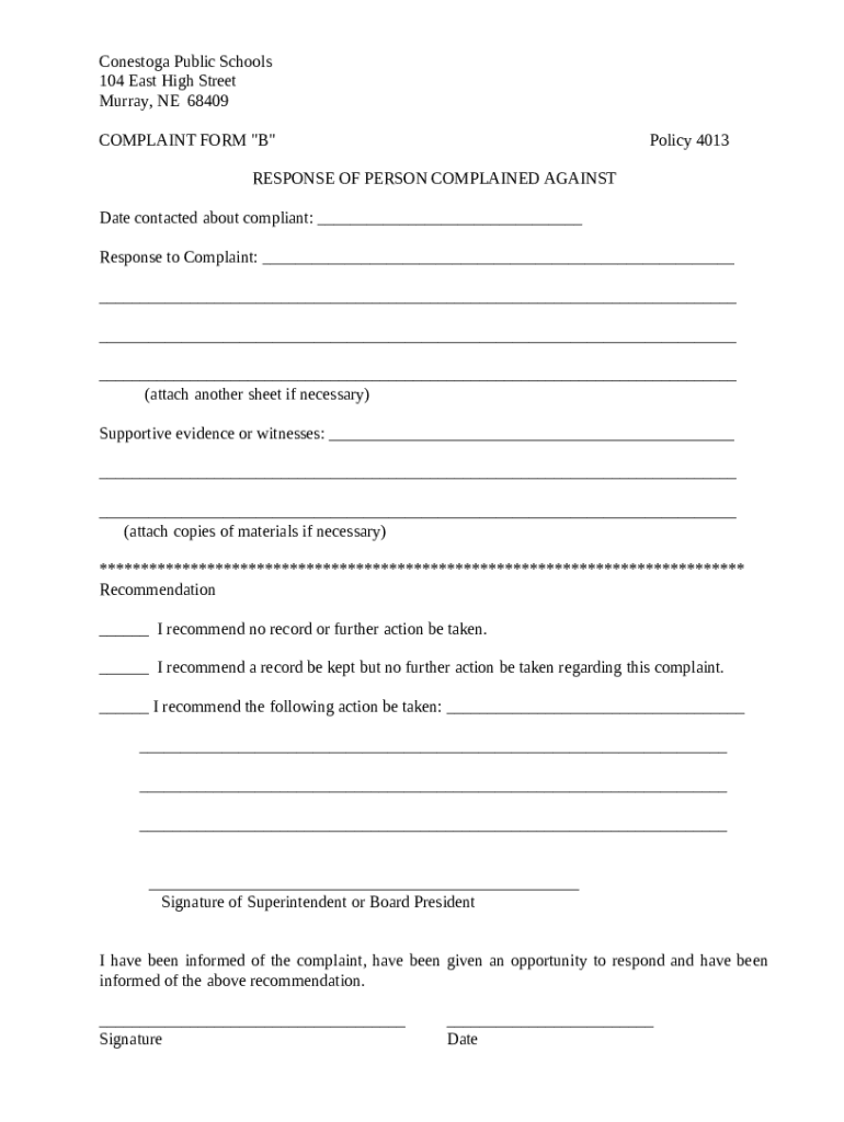 Conestoga Elementary School 104 E High St, Murray, NE Doc Template