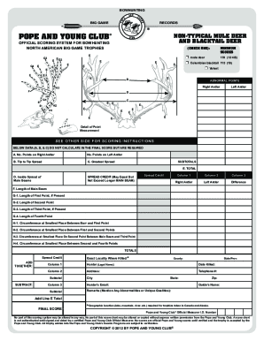 Fillable Online How To Score A Mule Deer Pope And Young Fax Email Print