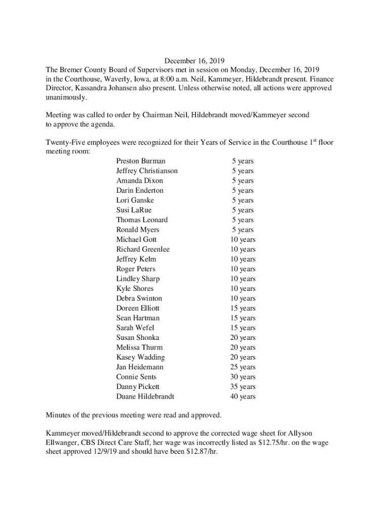 Fillable Online Fillable Online The Bremer County Board of Supervisors