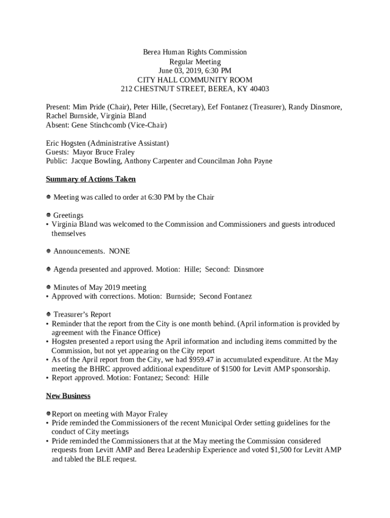 Berea, KY Berea Fire Department Doc Template pdfFiller