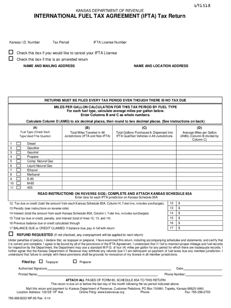 Kansas Department Of Revenue International Fuel Tax Agreement Fill out