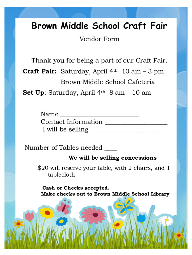 Fillable Online spring craft fair vendor form.docx Fax Email Print pdfFiller