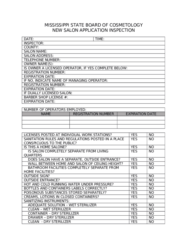 Mississippi State Board of Cosmetology Rules and Regulations Doc