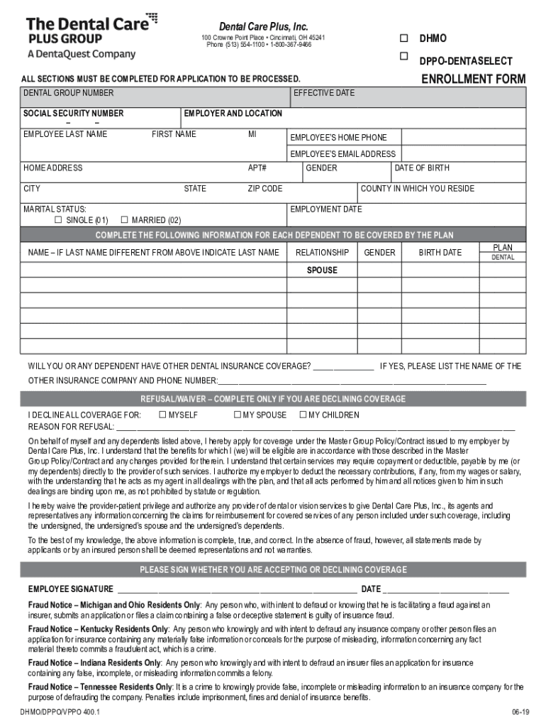 Fillable Online The Dental Care Plus Group, A DentaQuest Company Home