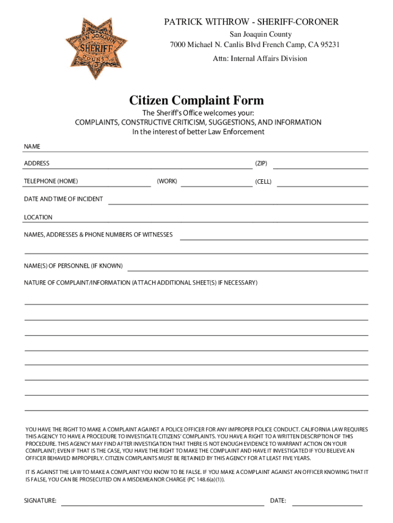 Fillable Online Sheriff's DepartmentInternal Affair, 7000 Michael