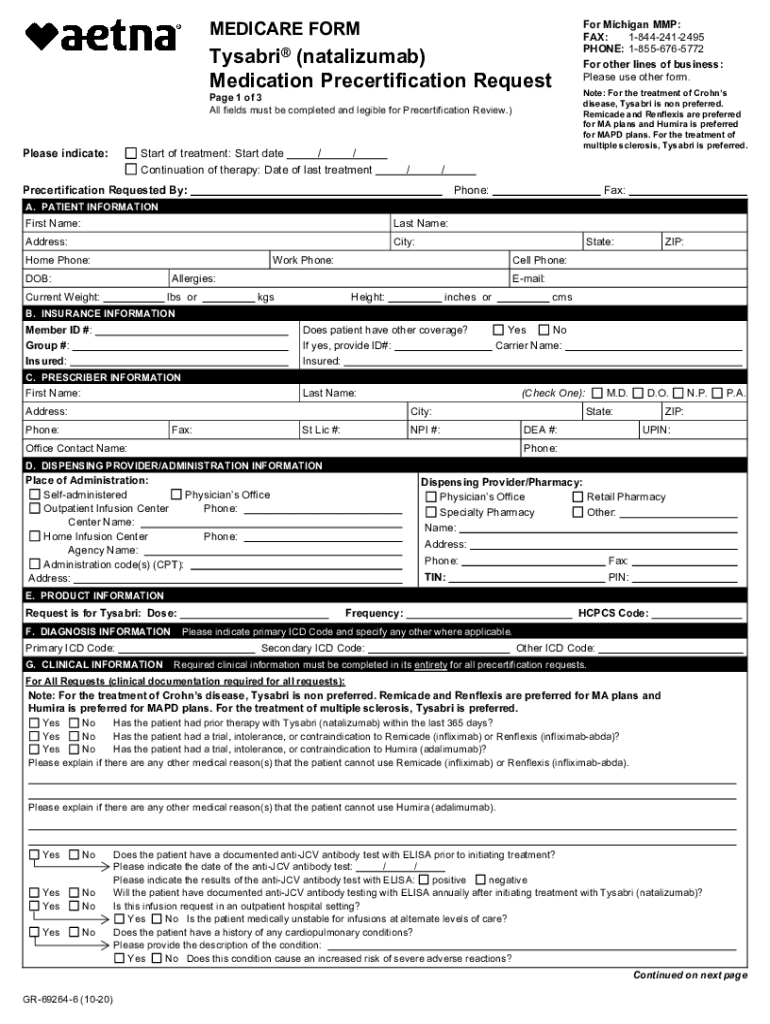 Fillable Online Aetna Rx MICHIGAN Medicare Form ( Fax Email