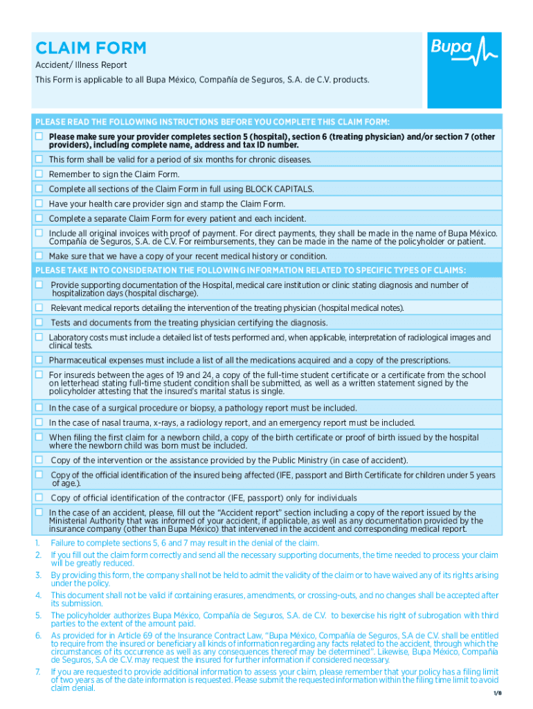 Fillable Online BUPA CORPORATE CARE CLAIM FORM Fax