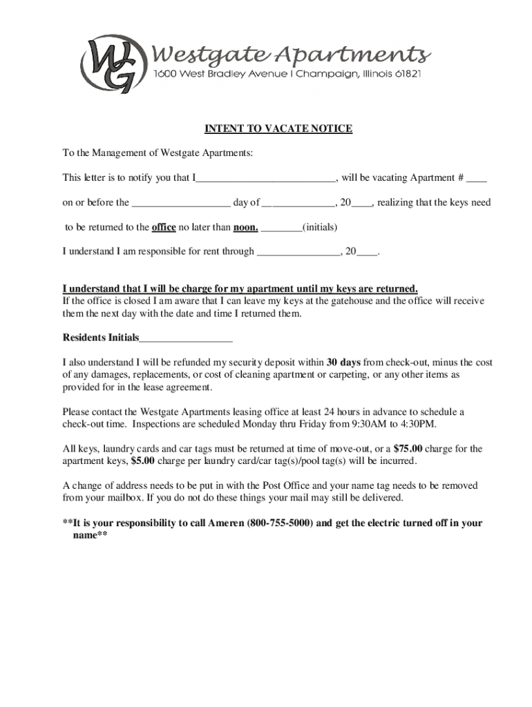 Fillable Online Writing an Intent to Leave Apartment Letter (with