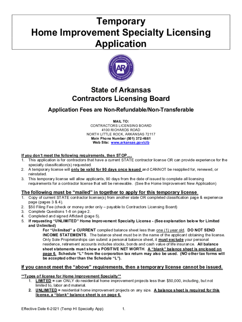 Fillable Online Apply for Contractors License/Registration Arkansas