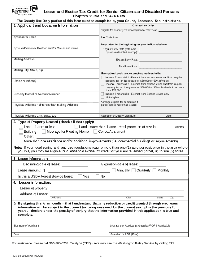 Leasehold Excise Tax Credit for Senior Citizens and Disabled dor