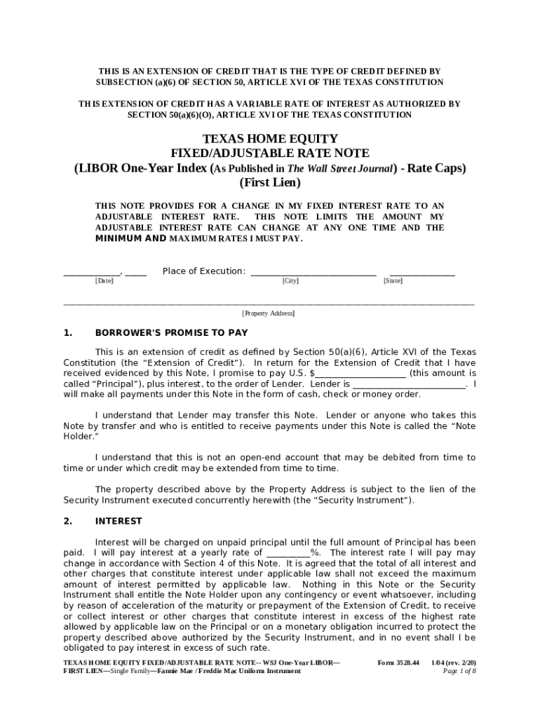 3185 Texas Home Equity Affidavit