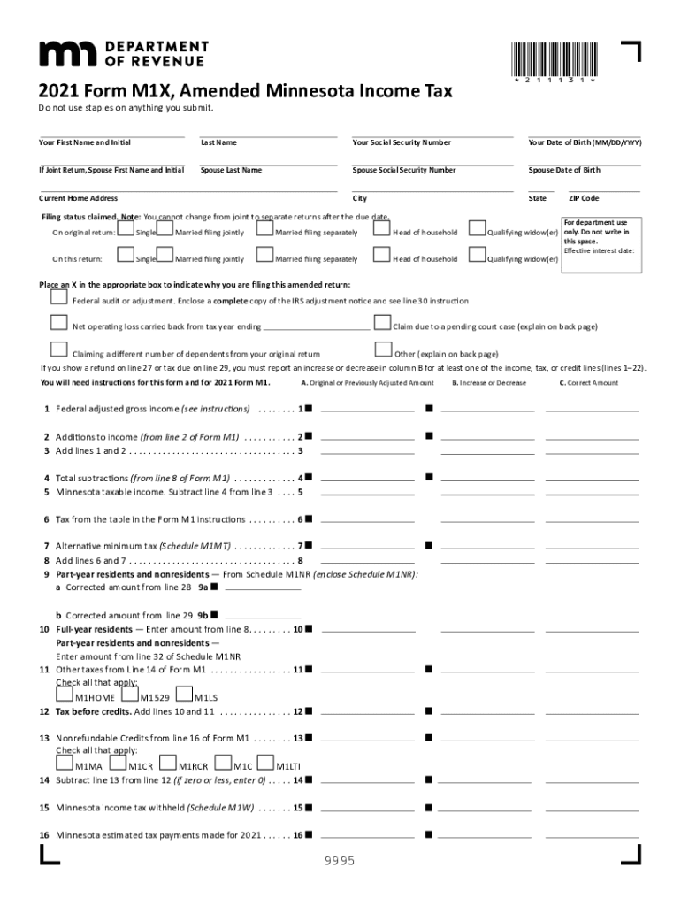 2019 Minnesota M1 Tax Form Instructions 07 2021 Fill out & sign(08)
