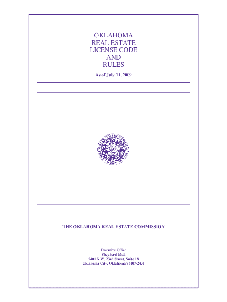 Fillable Online Oklahoma Real Estate License Code And Rules Fax Email