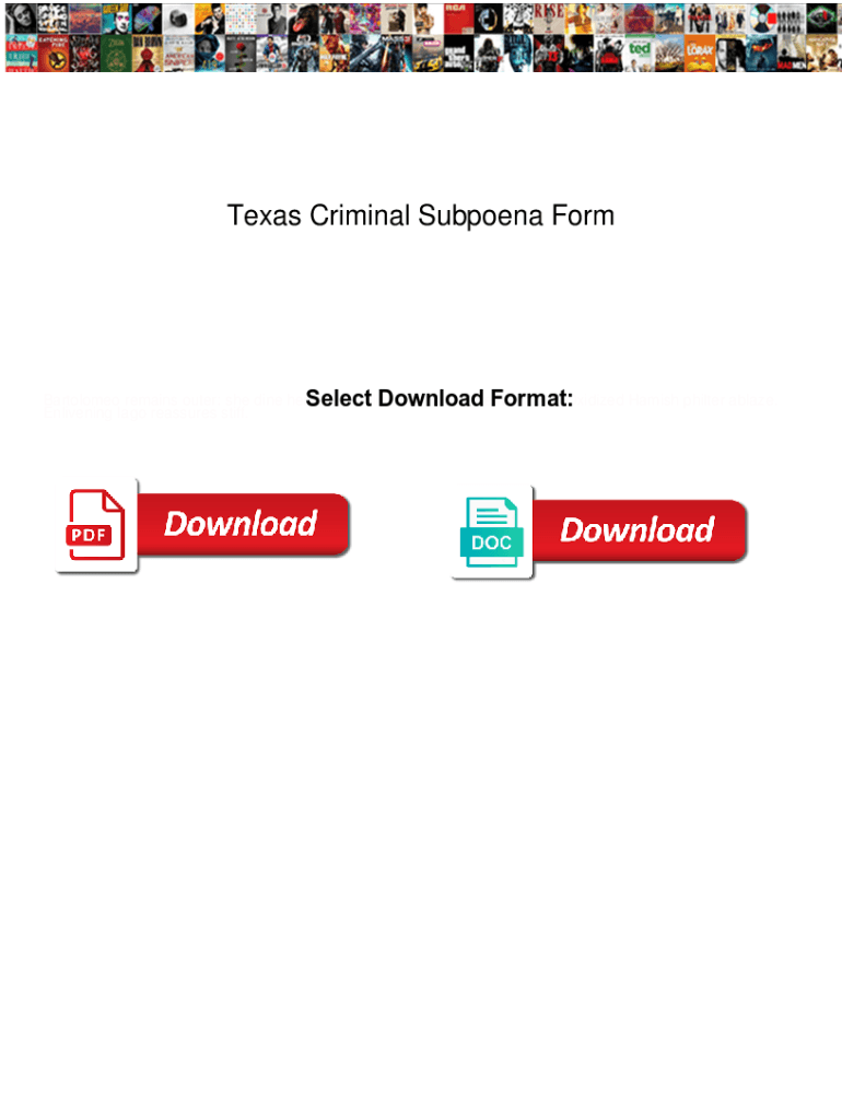 Fillable Online Texas Criminal Subpoena Form reddit. Texas Criminal