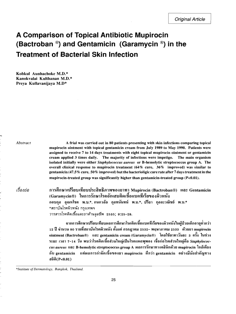 Fillable Online A Comparison of Topical Antibiotic Mupirocin Fax Email