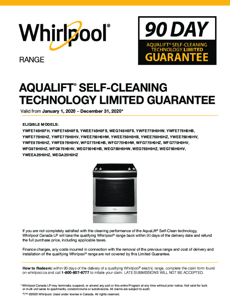 Fillable Online CANADA ONLY AquaLift SelfCleaning Technology Limited