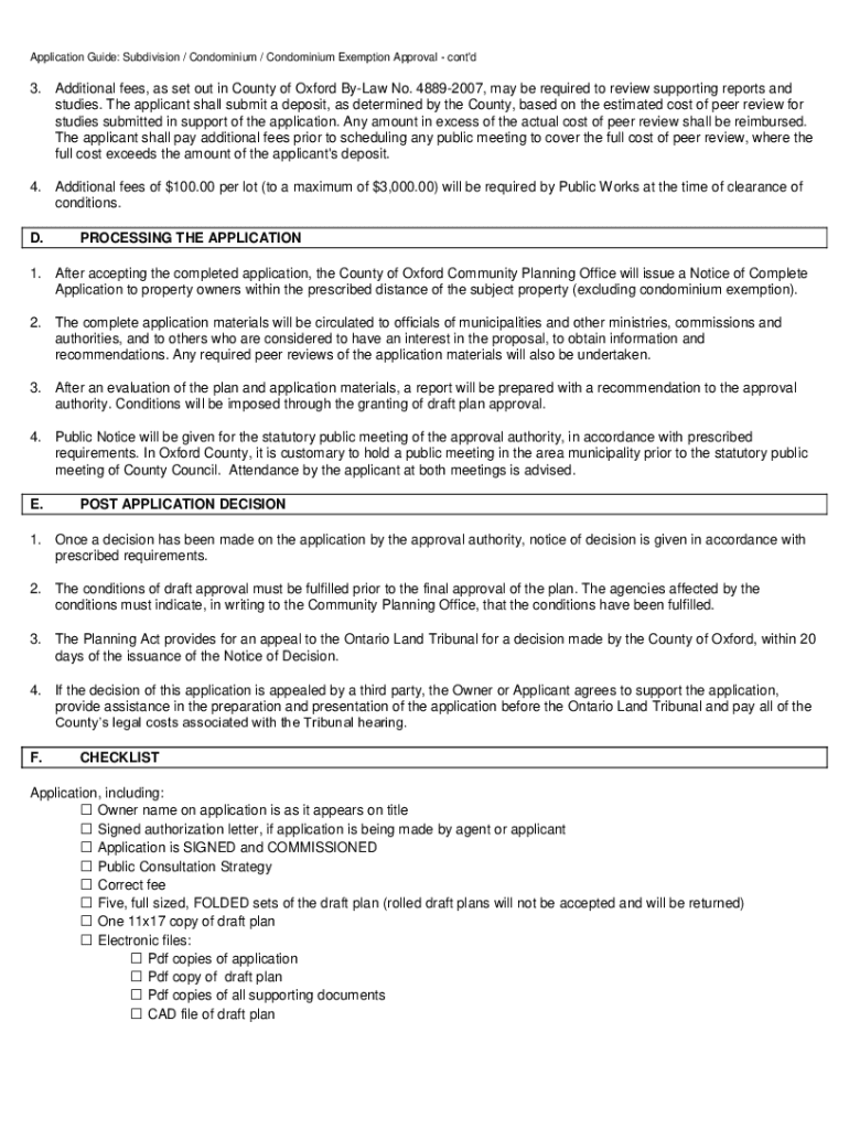 Fillable Online County of Oxford Application Guide Subdivision Fax